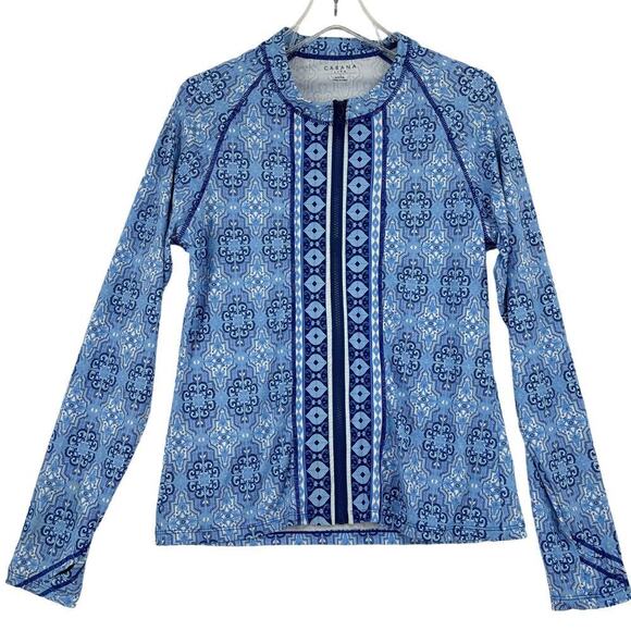 Cabana Life Full Zip Rash Guard Top UPF Protection Nylon Spandex Blue White XL - Picture 1 of 10